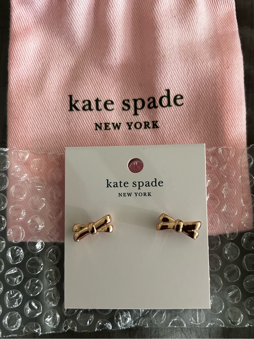 kate spade New York Double Bow Yellow Gold Plated Stud Earrings